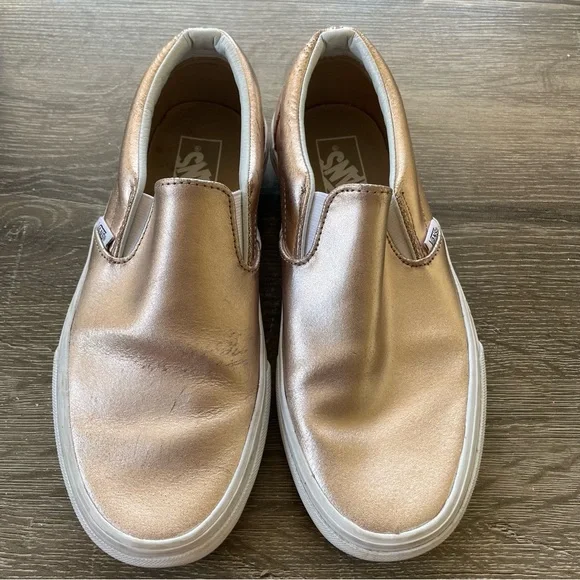 Rose gold vans slip on hotsell
